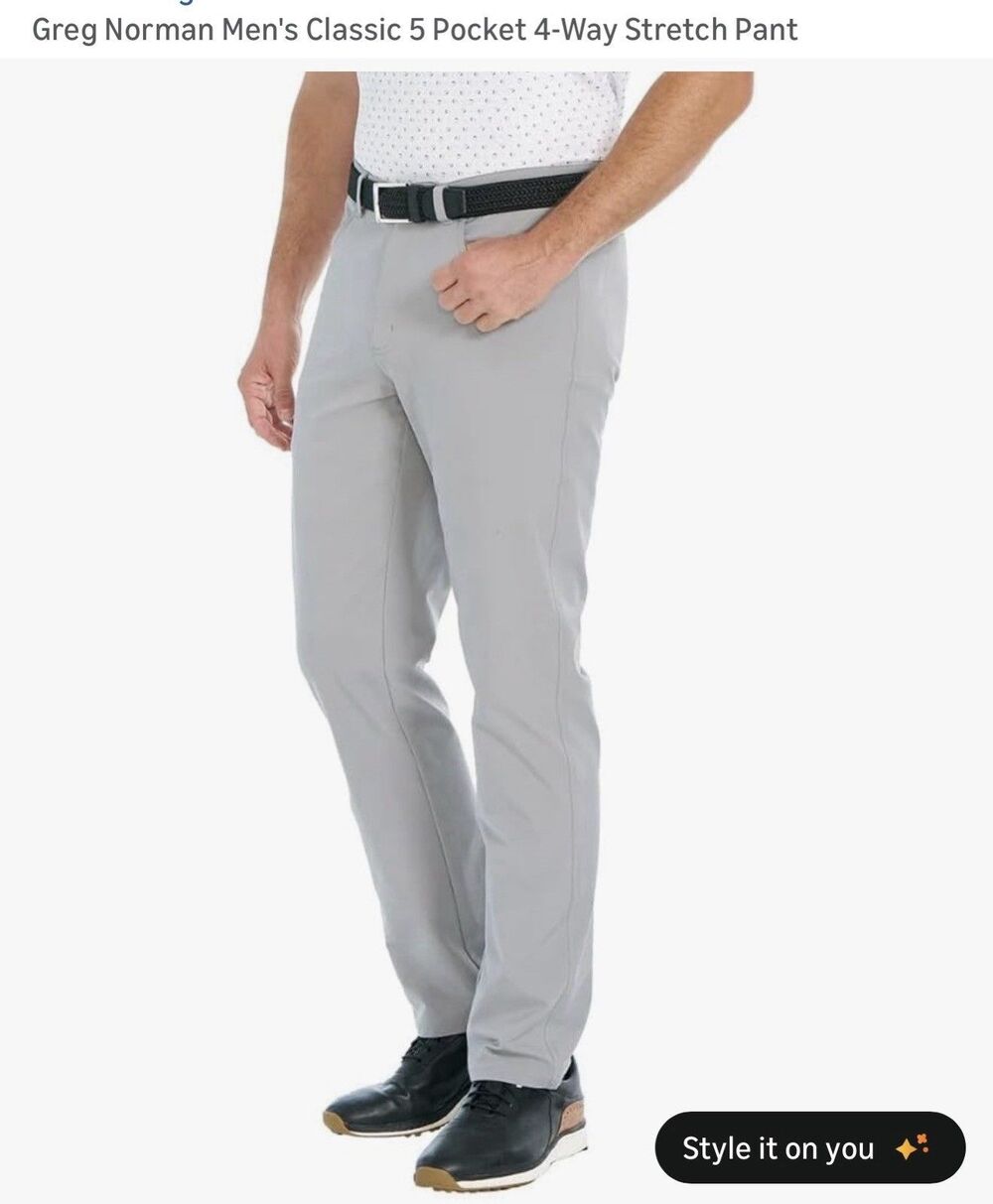 NEW NWT Greg Norman Ultimate 5 Pocket Men's 40 X 32 Stretch Golf Pants Gray